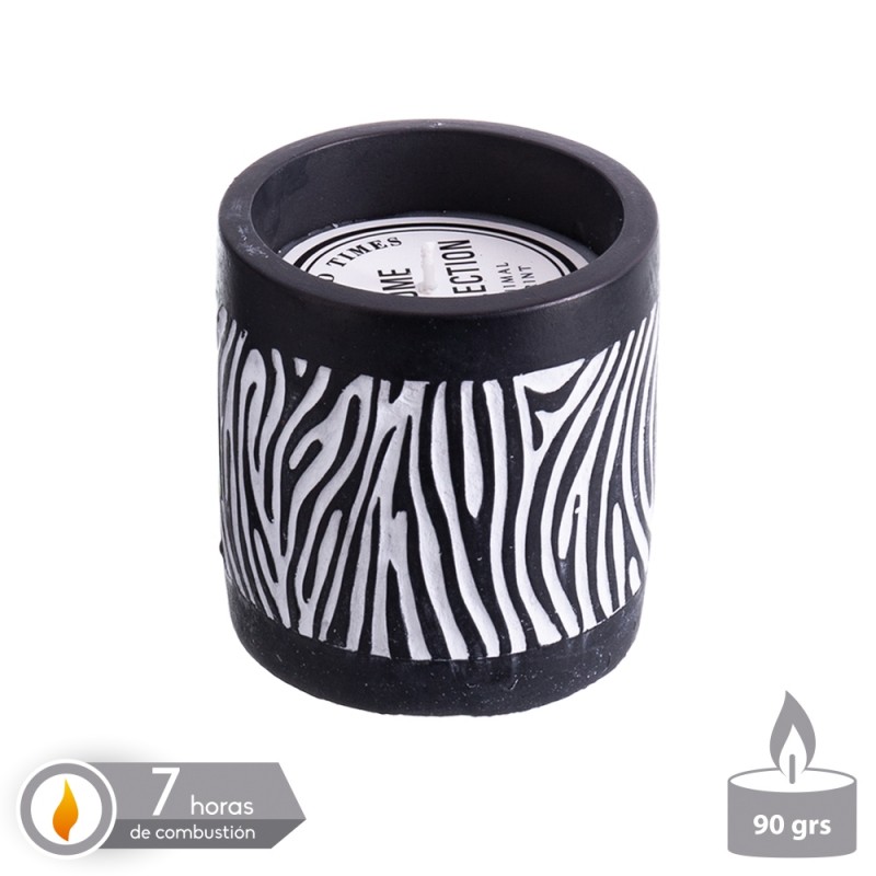 Vela base de cimento perfumada zebra 8 x 8 cm