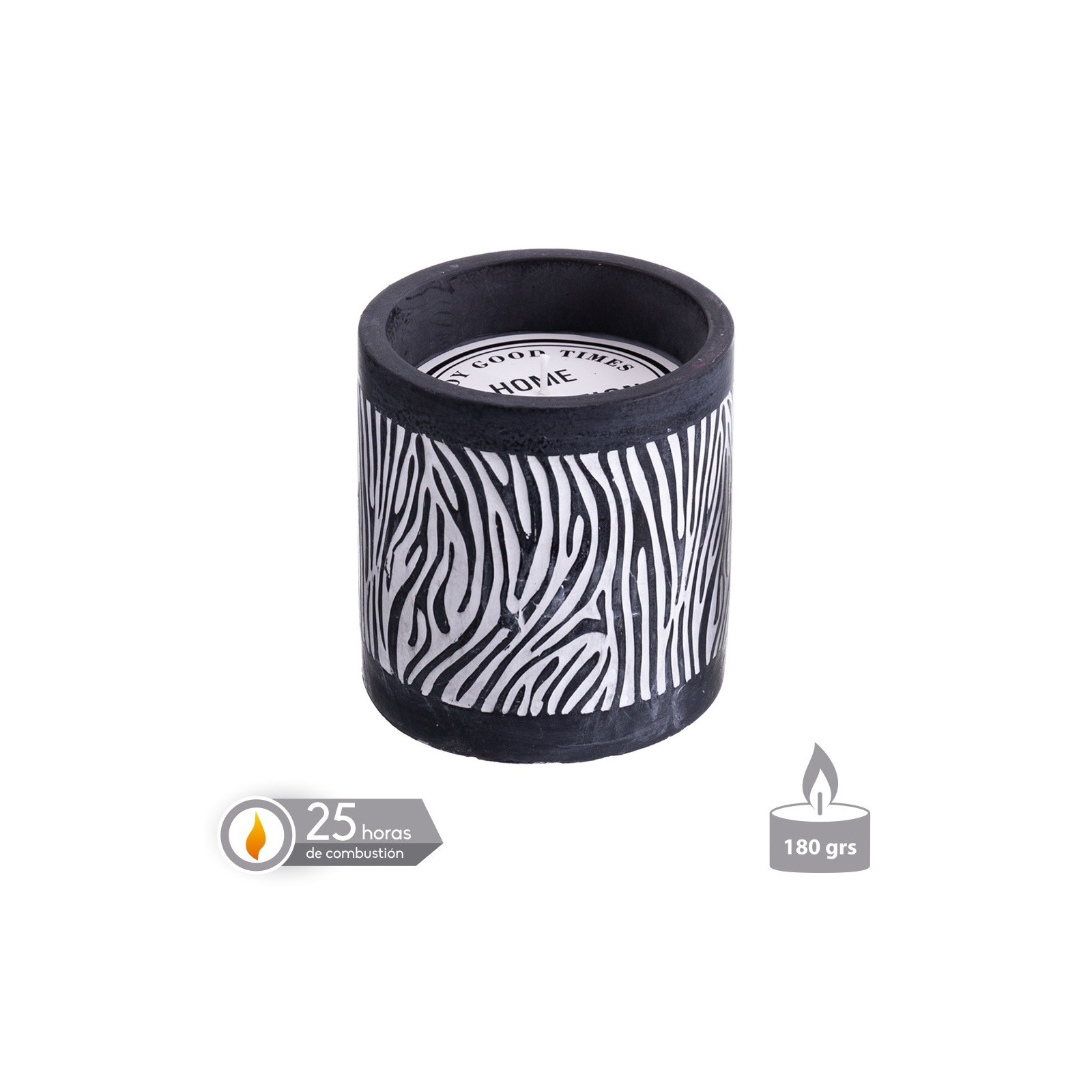 Vela à base de cimento com aroma zebra 10 x 10 cm