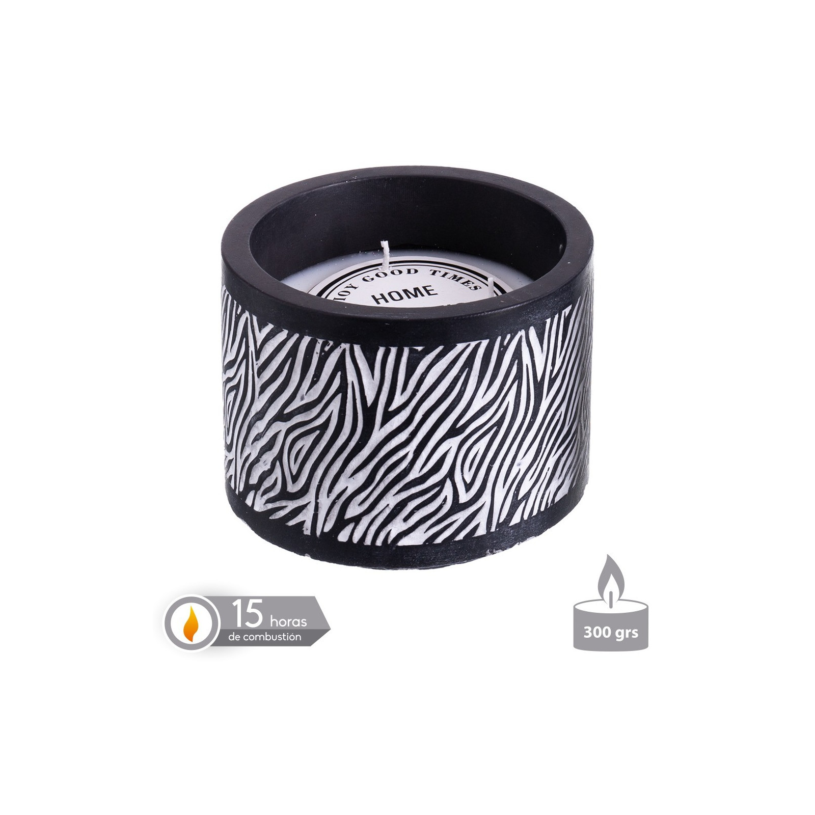 Vela com base de cimento com aroma zebra 13 x 9 50 cm