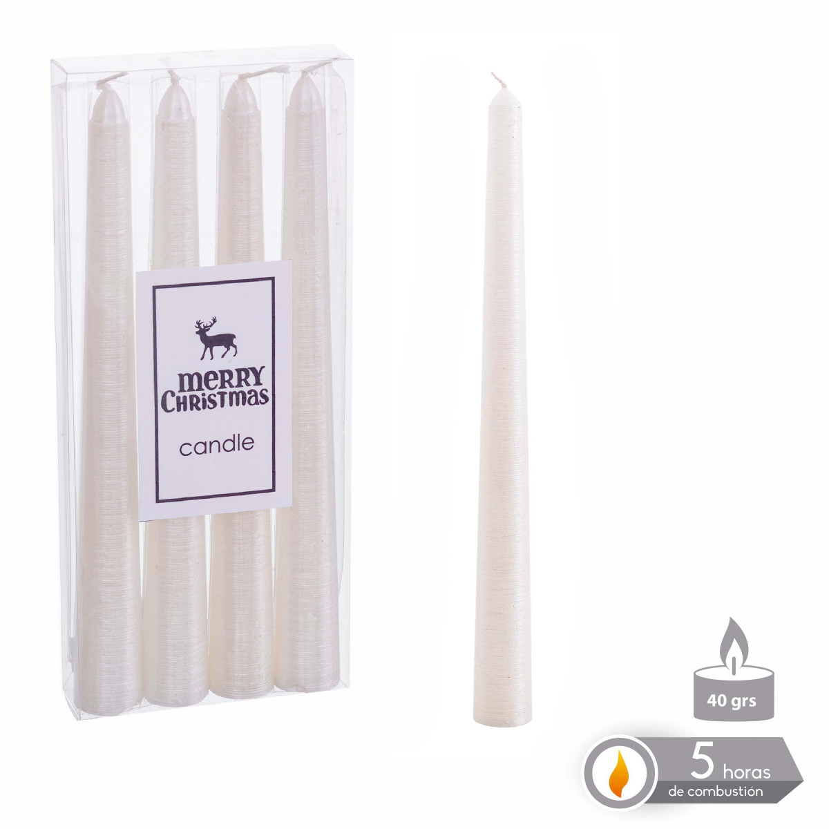 S/4 vela candelabro branco perolado 1,80 x 20 cm