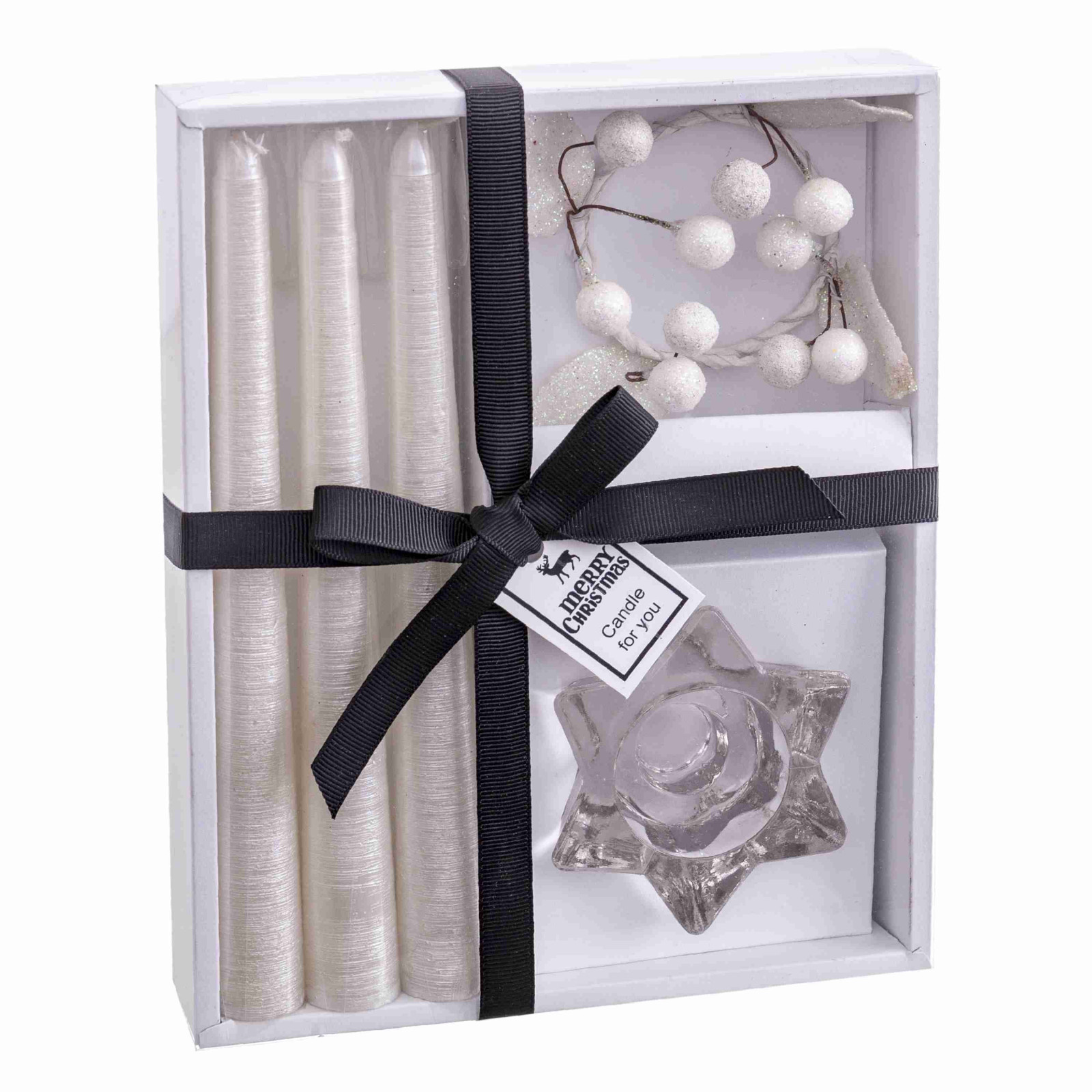 S 3 vela candelabro branco perolado 21,40 x 17 x 3,80 cm