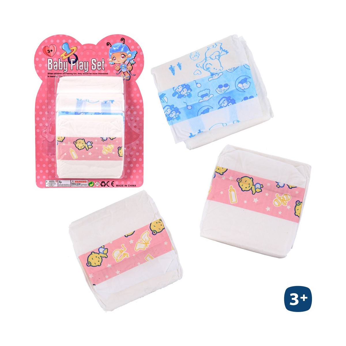 S 3 fralda boneca 12 x 12 x 1,50 cm