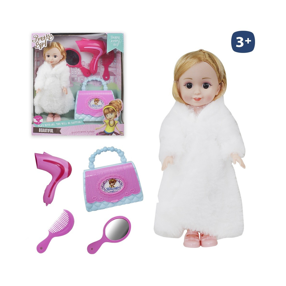 Boneca casaco de inverno com acessórios 26 cm