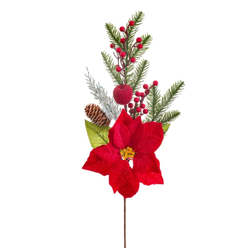 Ramo de pinheiro, azevinho e poinsettia 64 cm