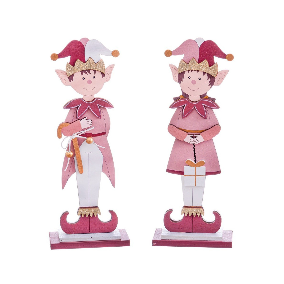 Figuras elfos de madeira sortidas