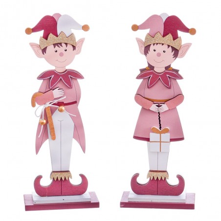 Figuras elfos de madeira sortidas