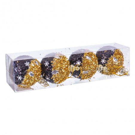 S 4 bolas bits foam preto ouro 7 x 7 x 7 cm