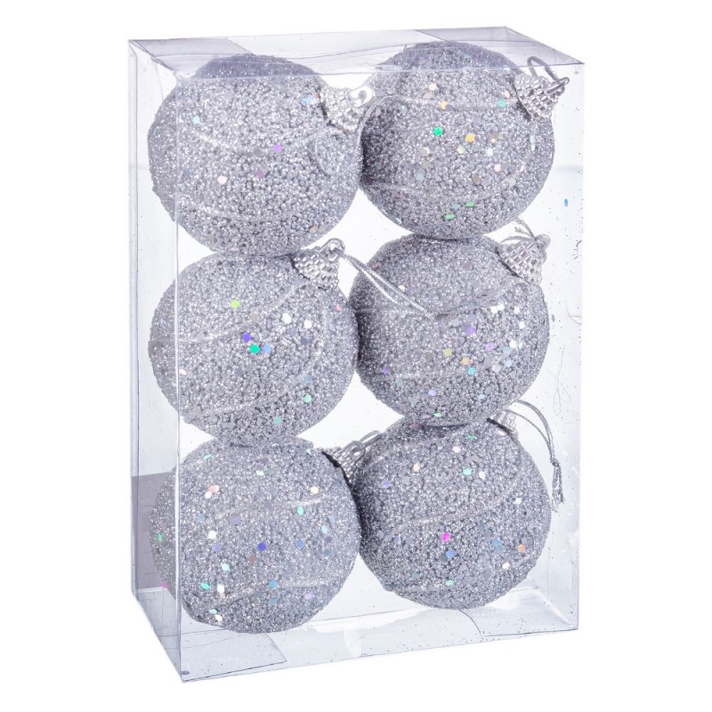 S 6 bolas fios espuma prata 6 x 6 x 6 cm