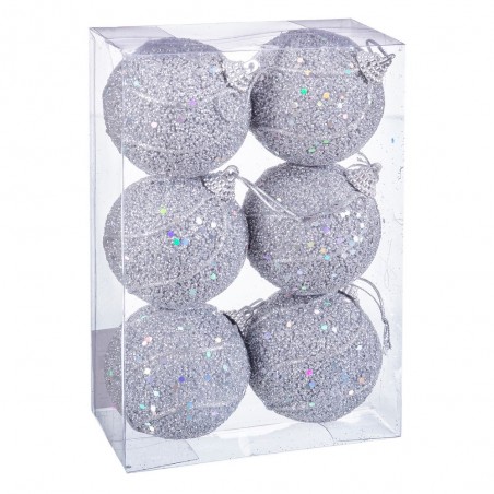 S 6 bolas fios espuma prata 6 x 6 x 6 cm