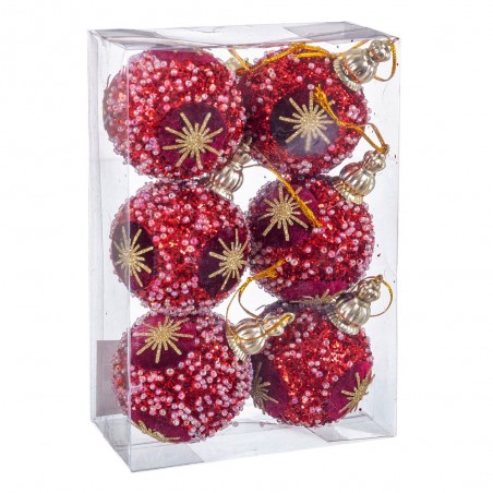 S 6 bolas estrela espuma vermelha 6 x 6 x 6 cm