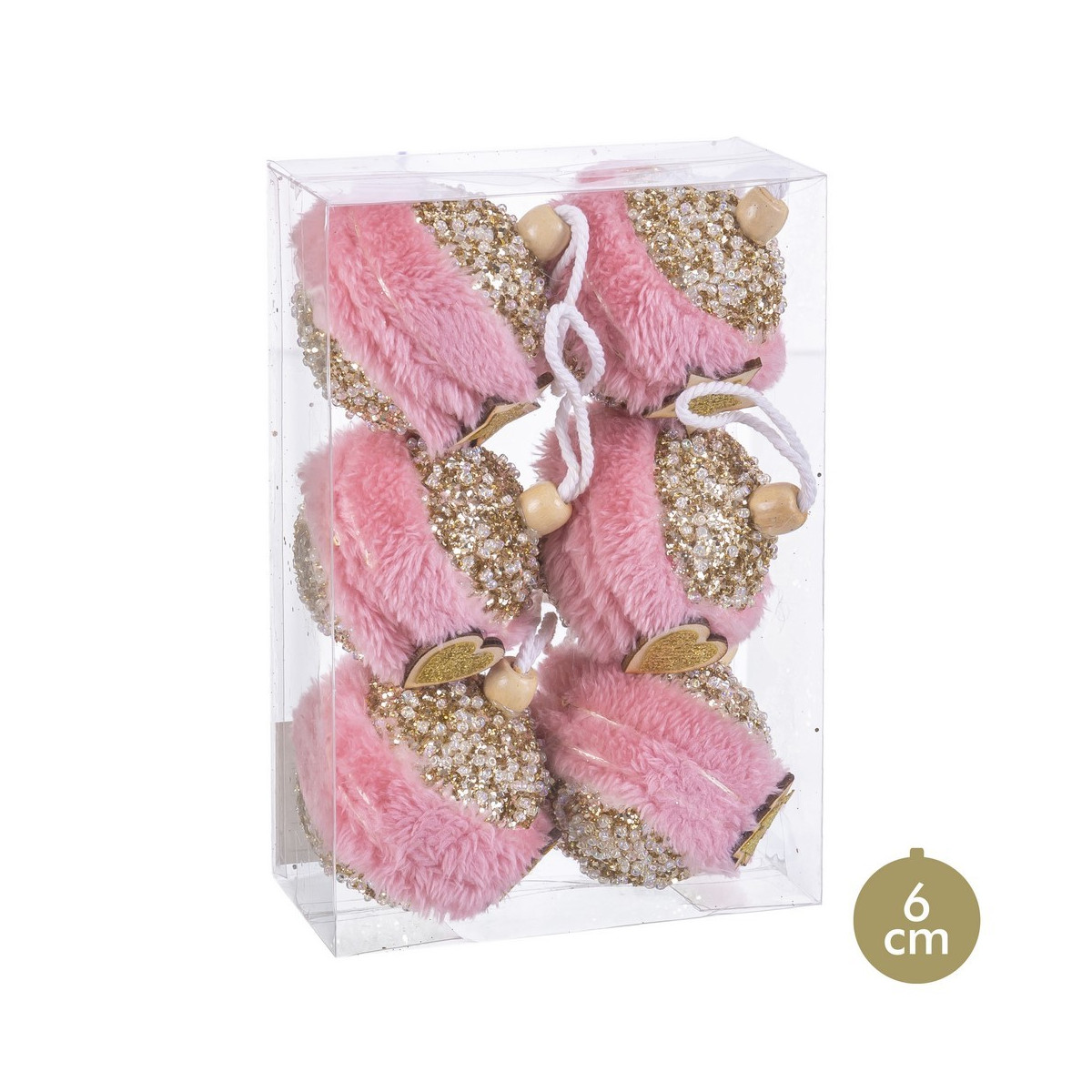 S 6 bolas de espuma dourado-rosa 6 x 6 x 6 cm