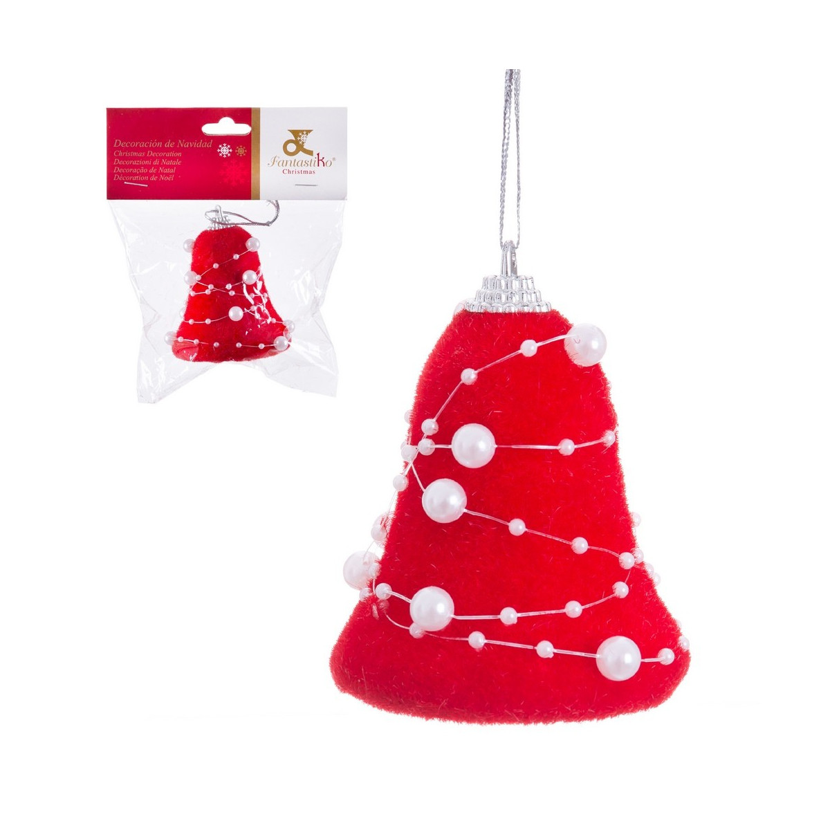 Pendurante campana foam vermelho pérolas 6 50 cm