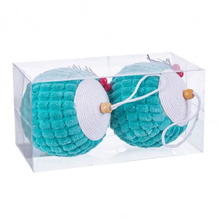 S 2 bolas de espuma de azevinho turquesa 10 x 10 x 10 cm