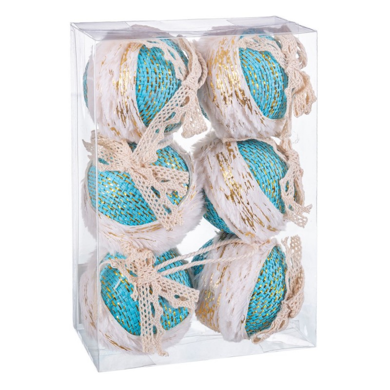 S 6 bolas de espuma turquesa 6 x 6 x 6 cm