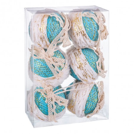 S 6 bolas de espuma turquesa 6 x 6 x 6 cm