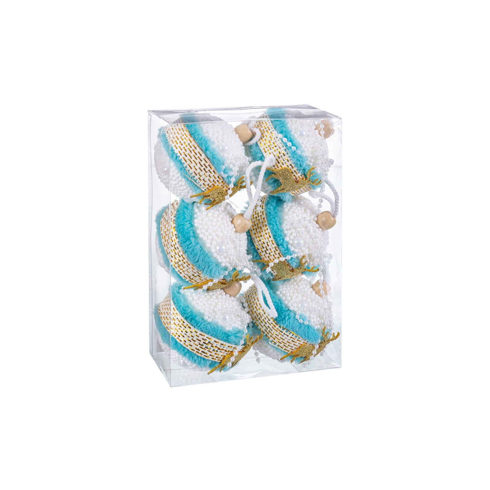S 6 bolas de cervo foam turquesa 6 x 6 x 6 cm
