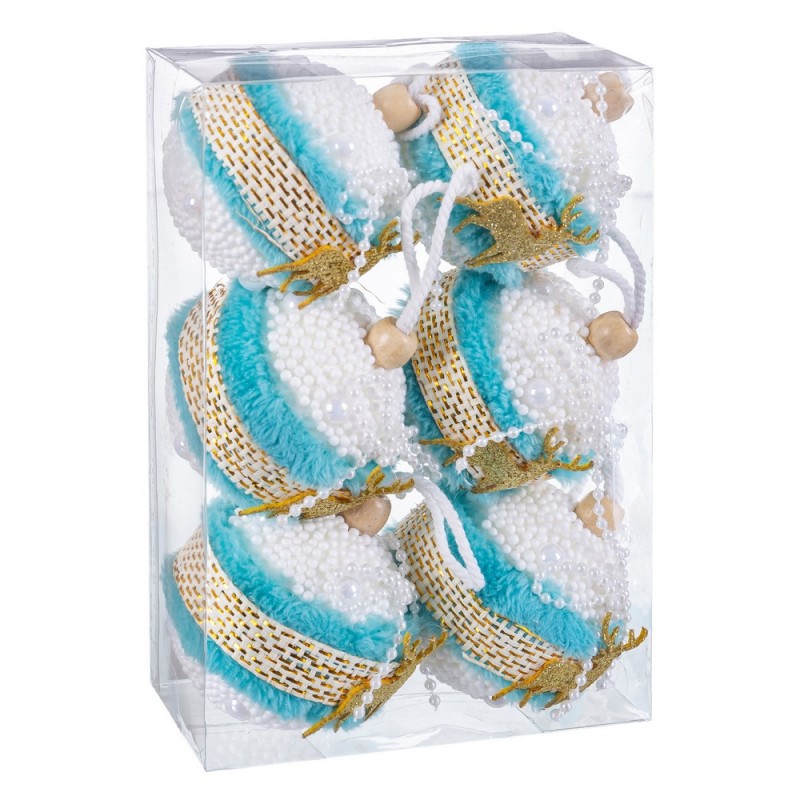 S 6 bolas de cervo foam turquesa 6 x 6 x 6 cm