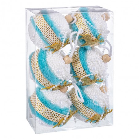 S 6 bolas de cervo foam turquesa 6 x 6 x 6 cm