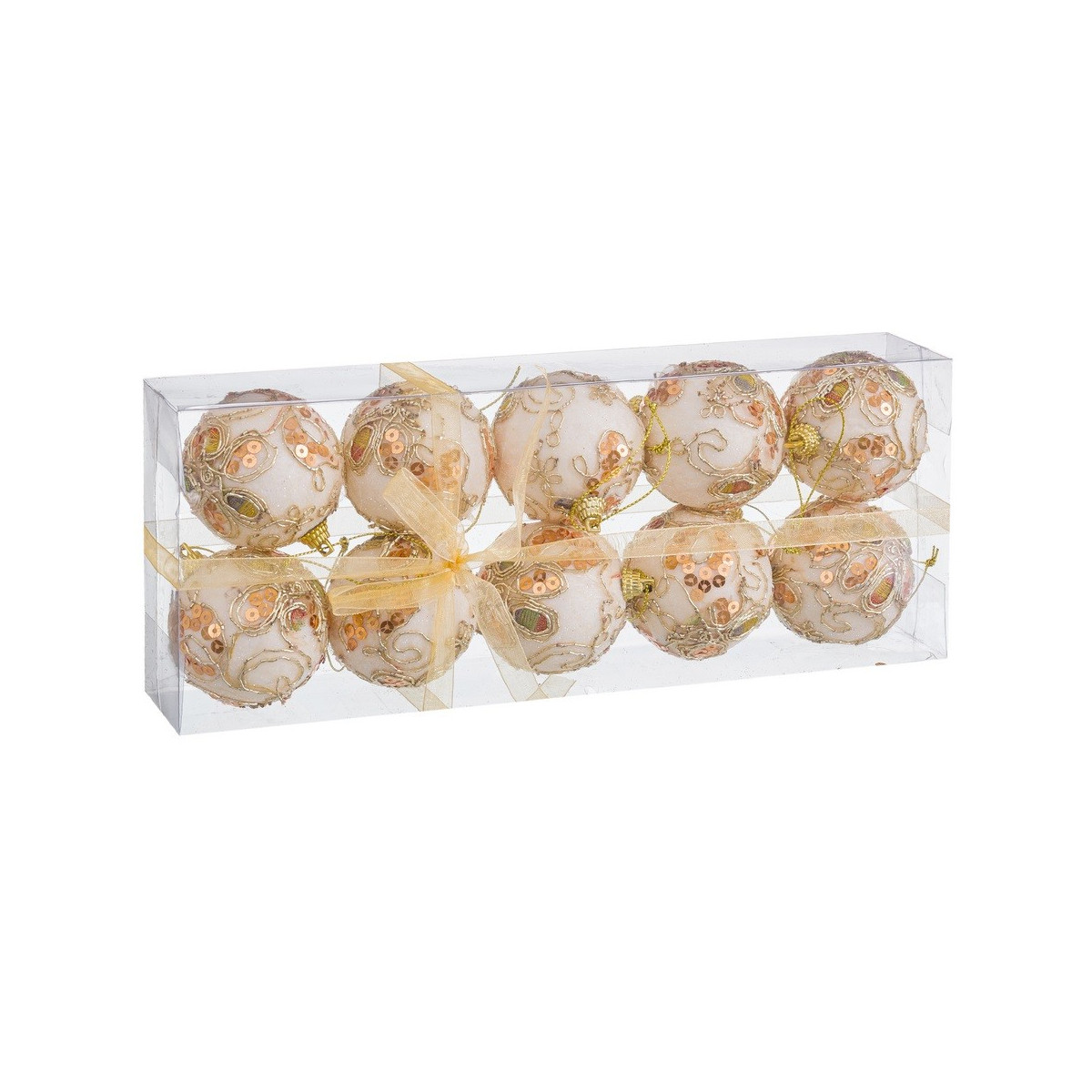 S 10 bolas bordadas foam branco ouro 6 x 6 x 6 cm