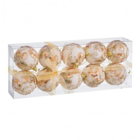 S 10 bolas bordadas foam branco ouro 6 x 6 x 6 cm