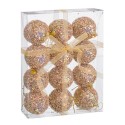 S 12 bolas glitter foam champanhe 6 x 6 x 6 cm