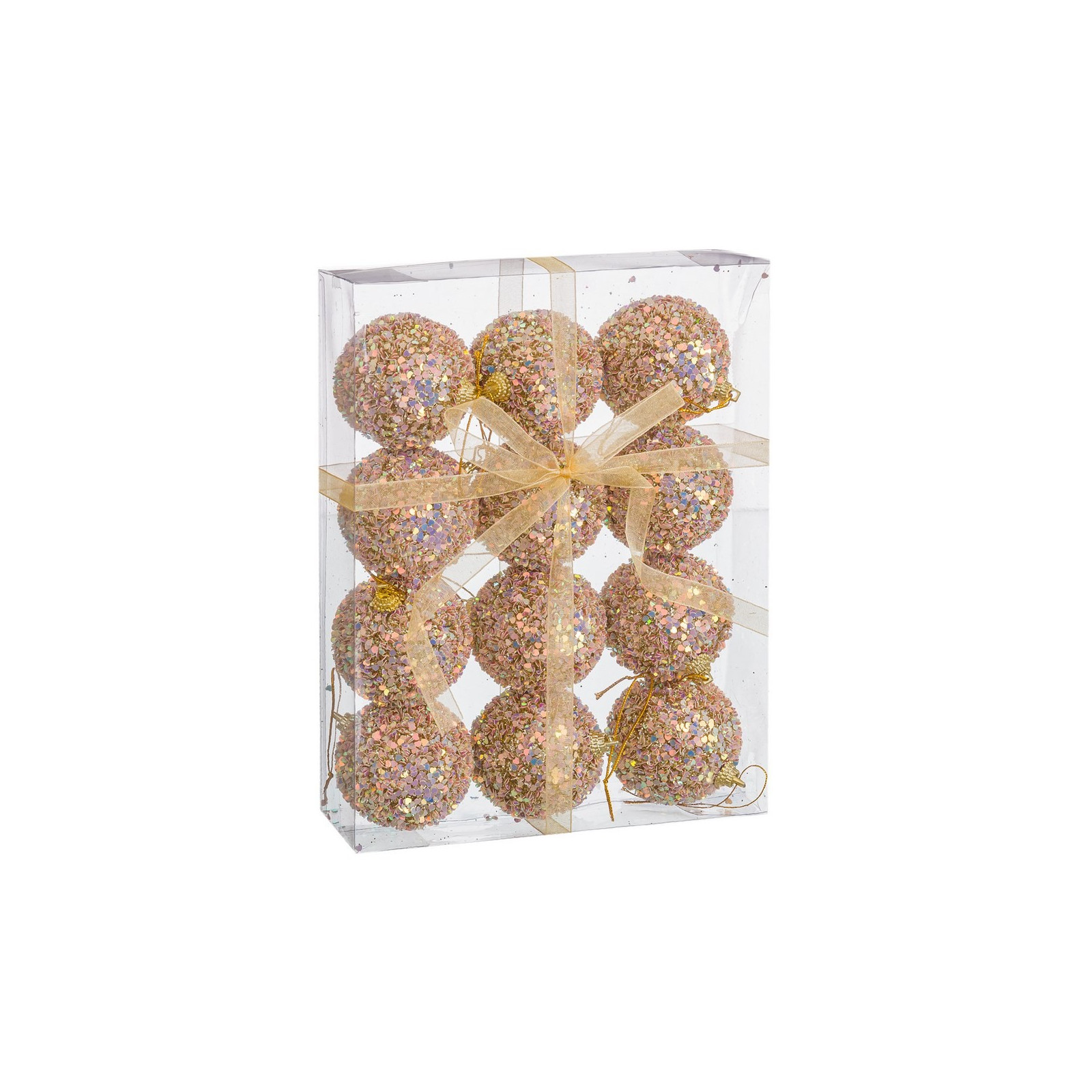 S 12 bolas glitter foam champanhe 6 x 6 x 6 cm