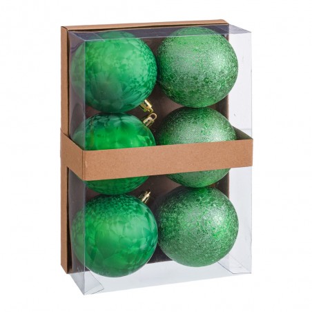 S 6 bolas de água de plástico verdes 8 x 8 x 8 cm