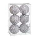 S 6 bolas de poliéster prata 6 x 6 x 6 cm