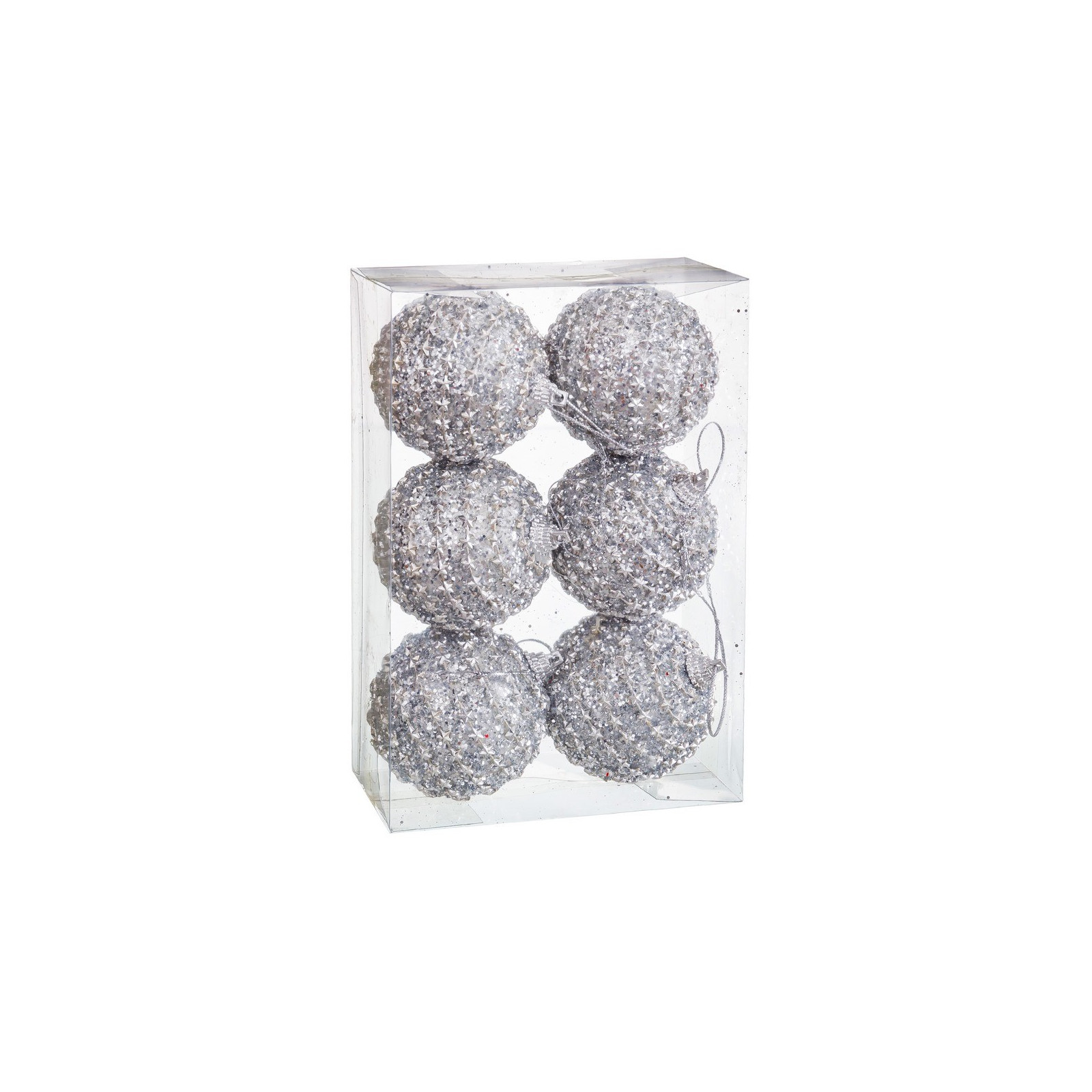 S 6 bolas de poliéster prata 6 x 6 x 6 cm