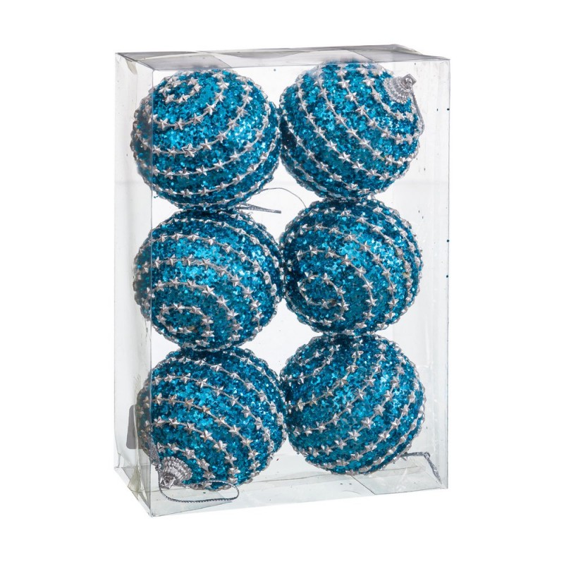 S 6 bolas de poliéster turquesa 6 x 6 x 6 cm