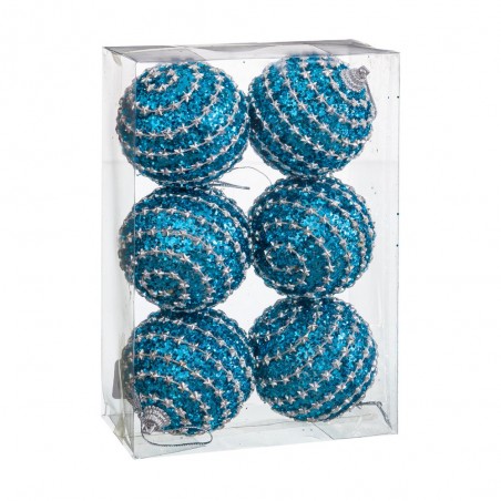 S 6 bolas de poliéster turquesa 6 x 6 x 6 cm