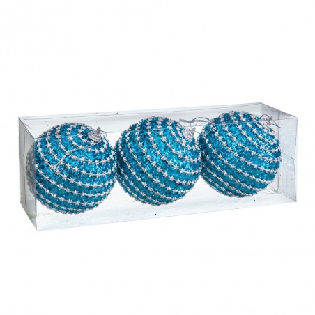 S 3 bolas de poliéster turquesa 8 x 8 x 8 cm