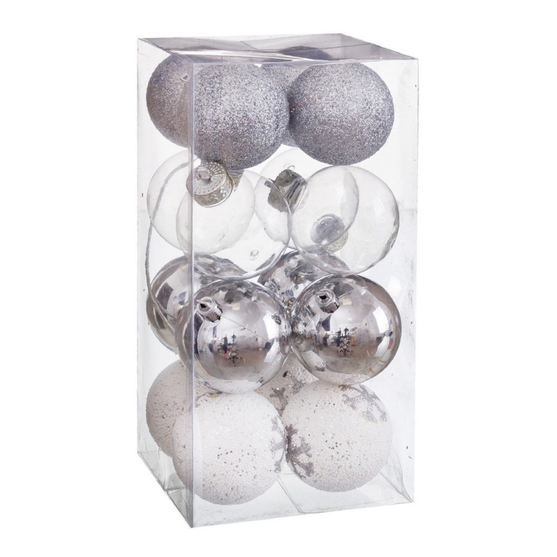 S 16 bolas decoradas foam prata 6 x 6 x 6 cm