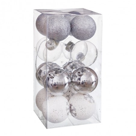 S 16 bolas decoradas foam prata 6 x 6 x 6 cm