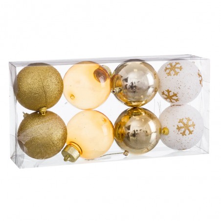 S 8 bolas decoradas de espuma ouro 8 x 8 x 8 cm
