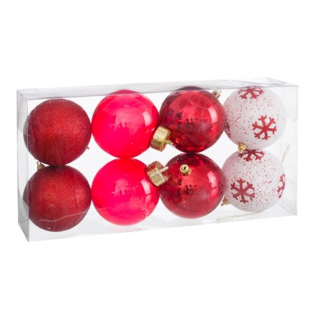 S 8 bolas decoradas com espuma vermelha 8 x 8 x 8 cm