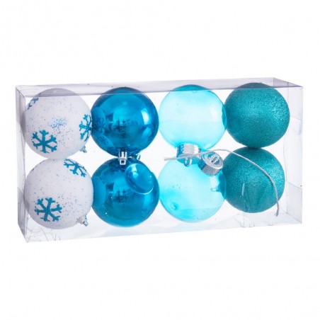 S 8 bolas decoradas de espuma azul 8 x 8 x 8 cm