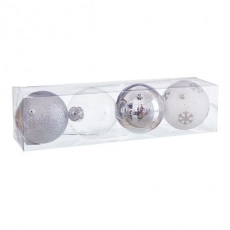 S 4 bolas decoradas com espuma de prata 10 x 10 x 10 cm