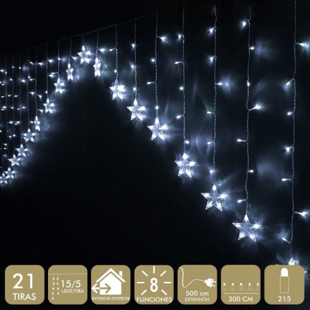 Cortina Estrela 215 Led Branco