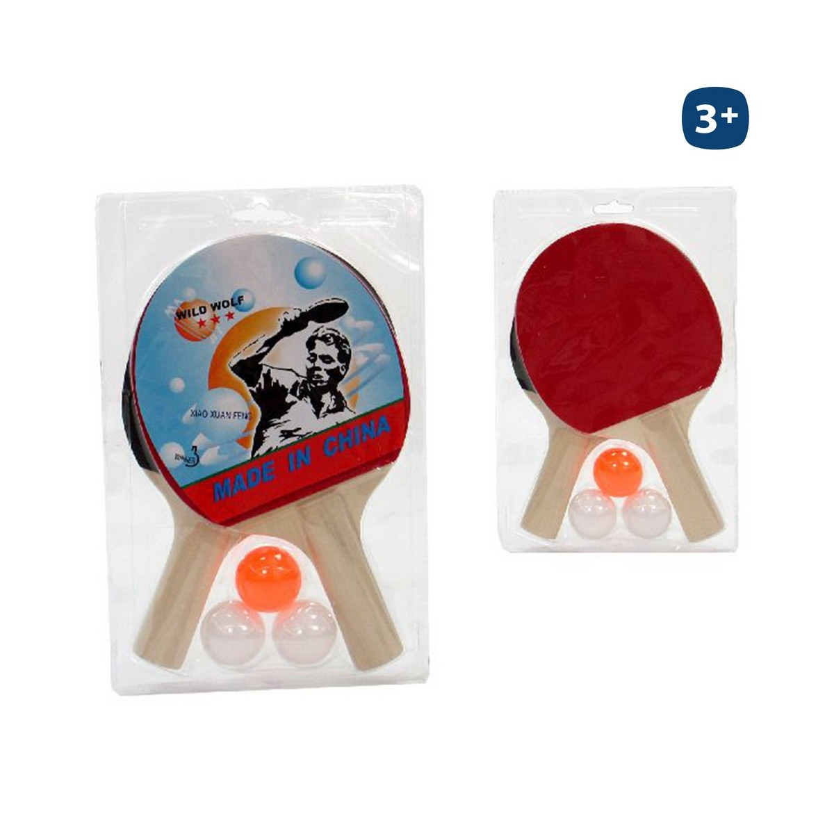 Conjunto de 2 raquetes + 3 bolas. ping pong