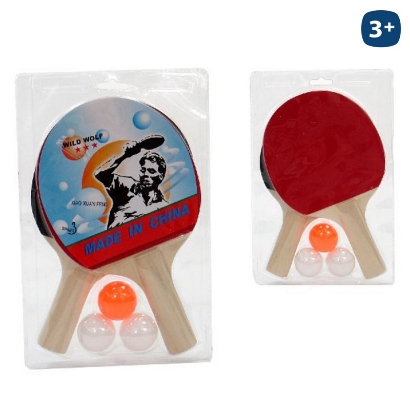 Conjunto de 2 raquetes + 3 bolas. ping pong