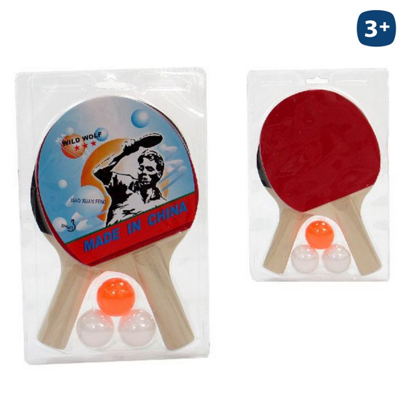 Conjunto de 2 raquetes + 3 bolas. tênis de mesa