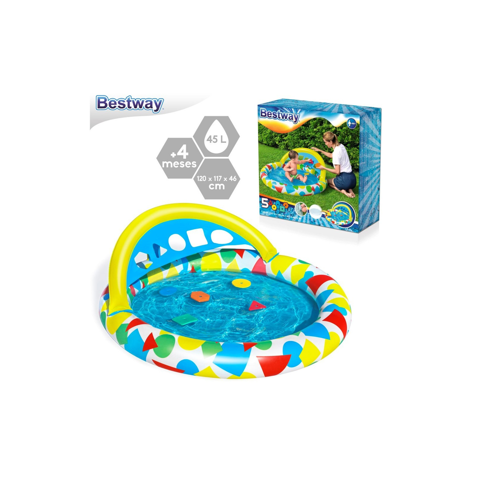 Piscina splash and learn inflável 120 x 117 x 36 cm