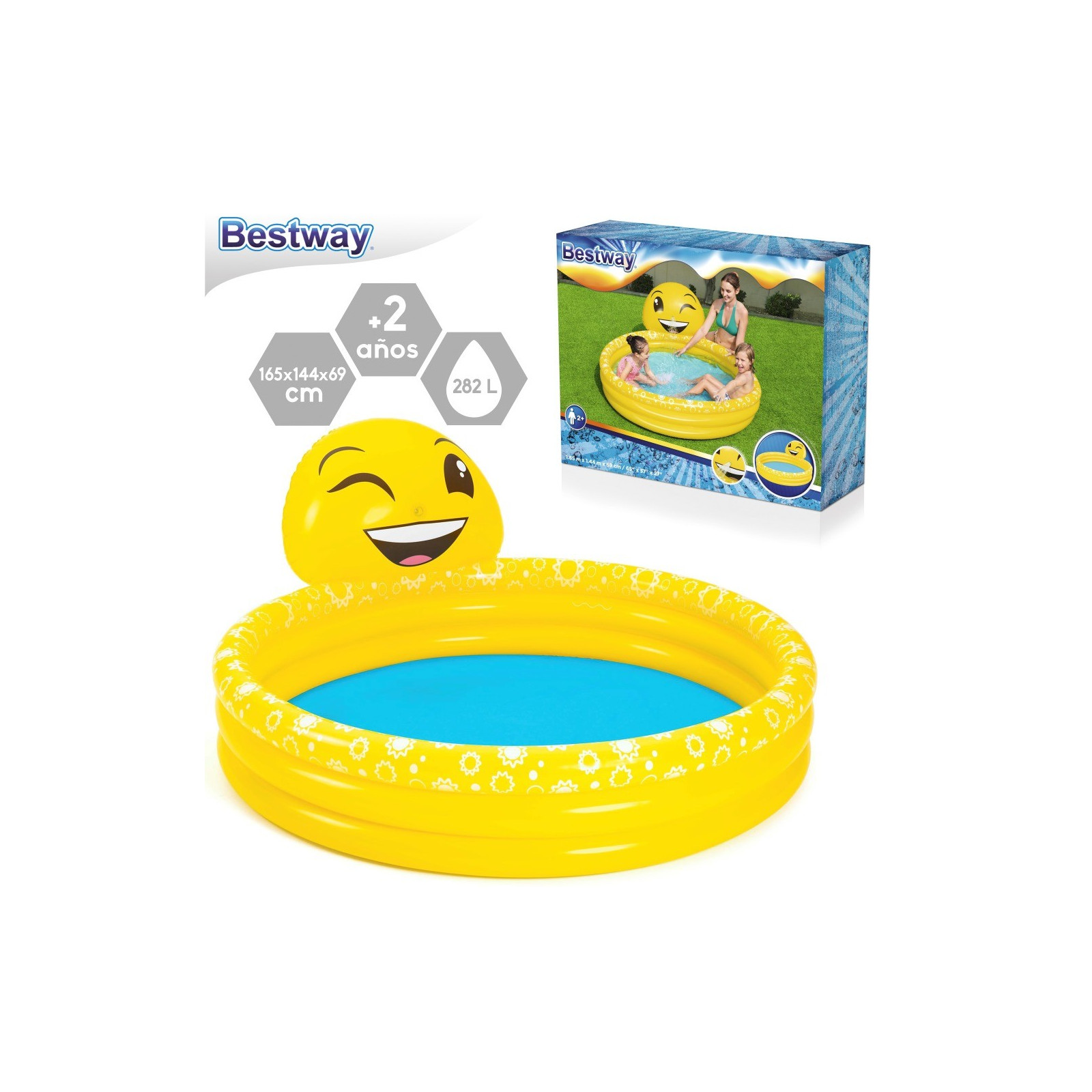 Piscina atividades emoji inflável 165 x 144 x 69 cm