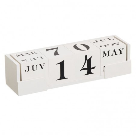 Calendário de madeira creme