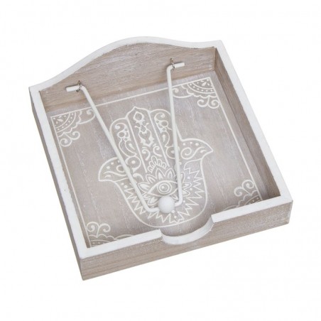 Porta-guardanapos de Madeira com Design da Mão de Fátima
