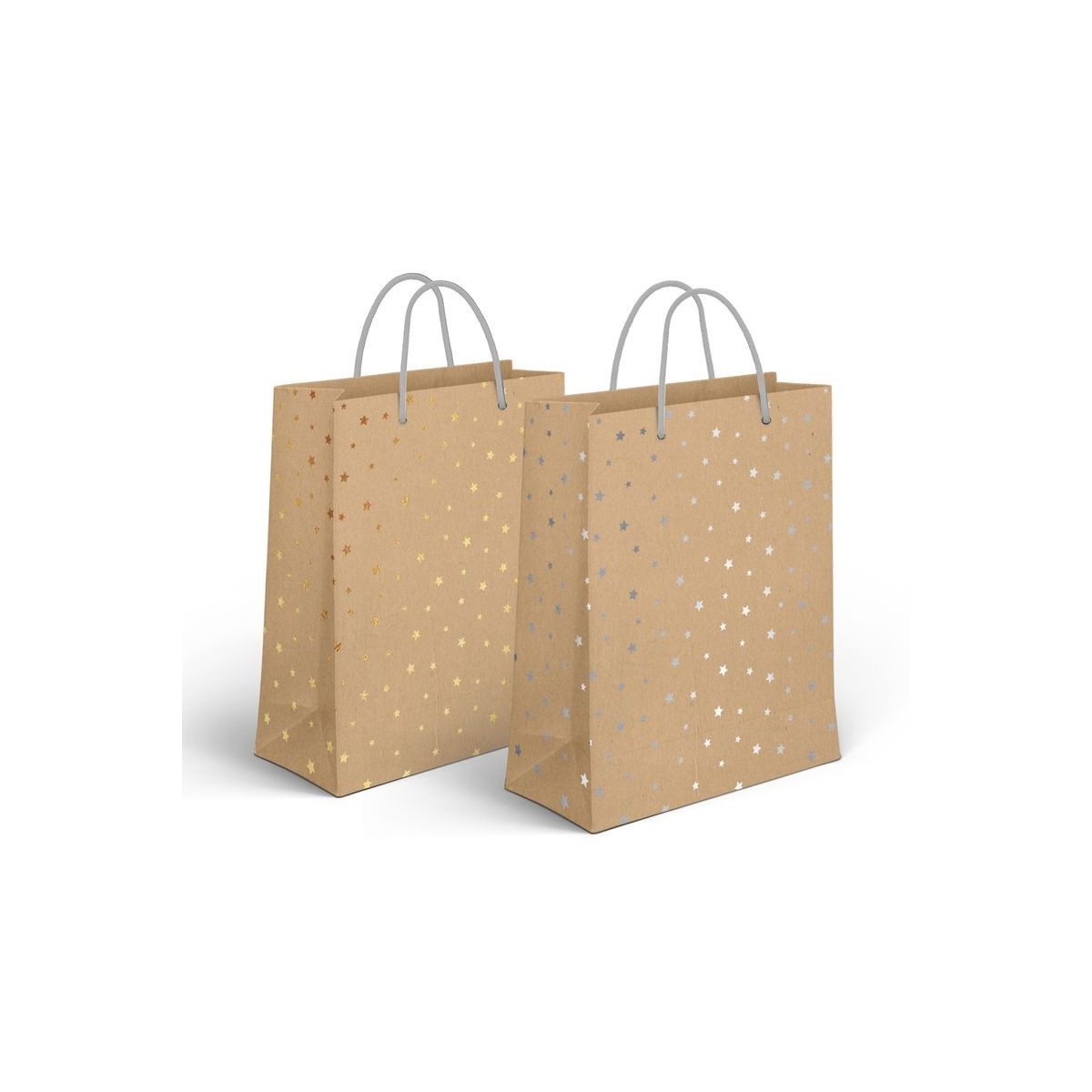 Bolsa de papel média com estrelas 2c