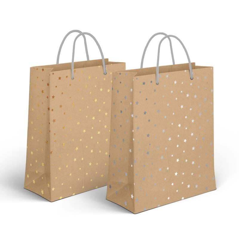 Bolsa de papel média com estrelas 2c