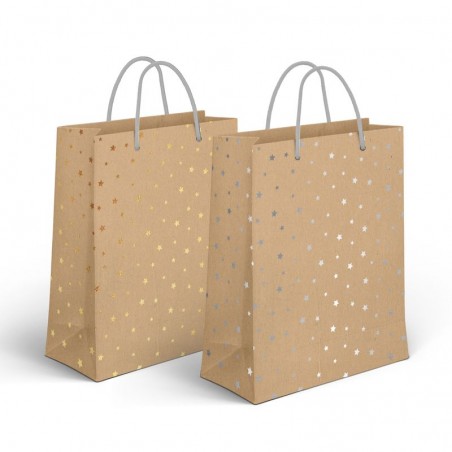 Bolsa de papel média com estrelas 2c