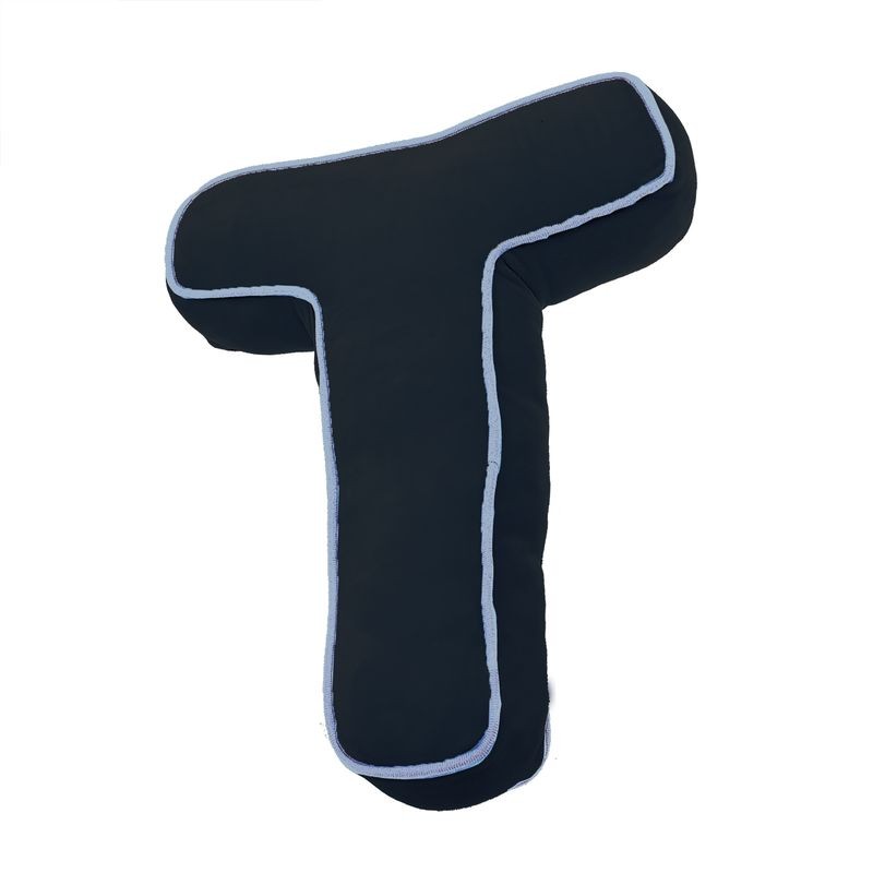 Almofada forma letra t azul marinho
